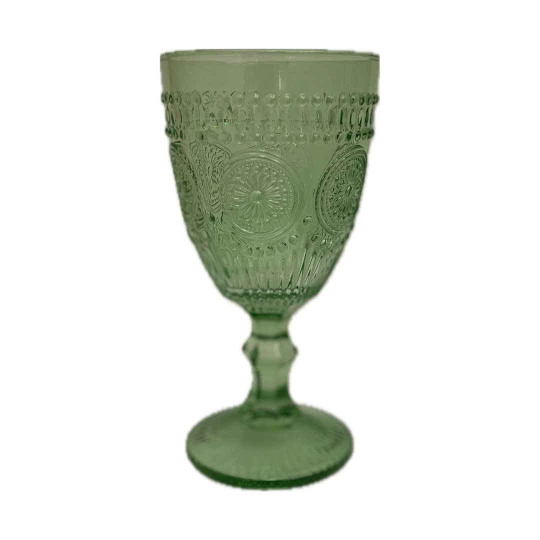 Floral Textured Glass Water Goblet - HER Home Design Boutique